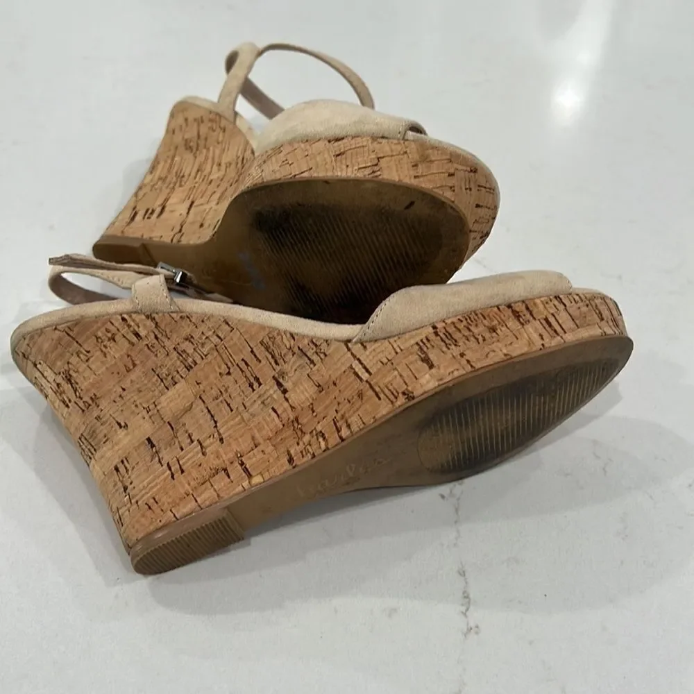 Charles by Charles David Lambert Textured Cork Wedge Ankle Strap Sandal Size 7